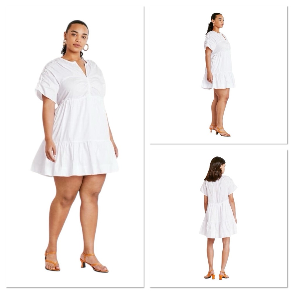 Tanya Taylor Amaria Mini A Line Dress White Size 2X Ruffle Lined Pockets $395